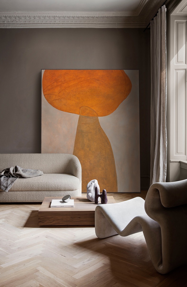 侘寂风简约沙发背景墙装饰现代ins挂画北欧客厅艺术油画落地壁画