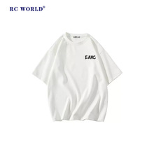 RC WORLD EAKC简约Logo手绘字母风景油画 印花短袖T恤男女同款无