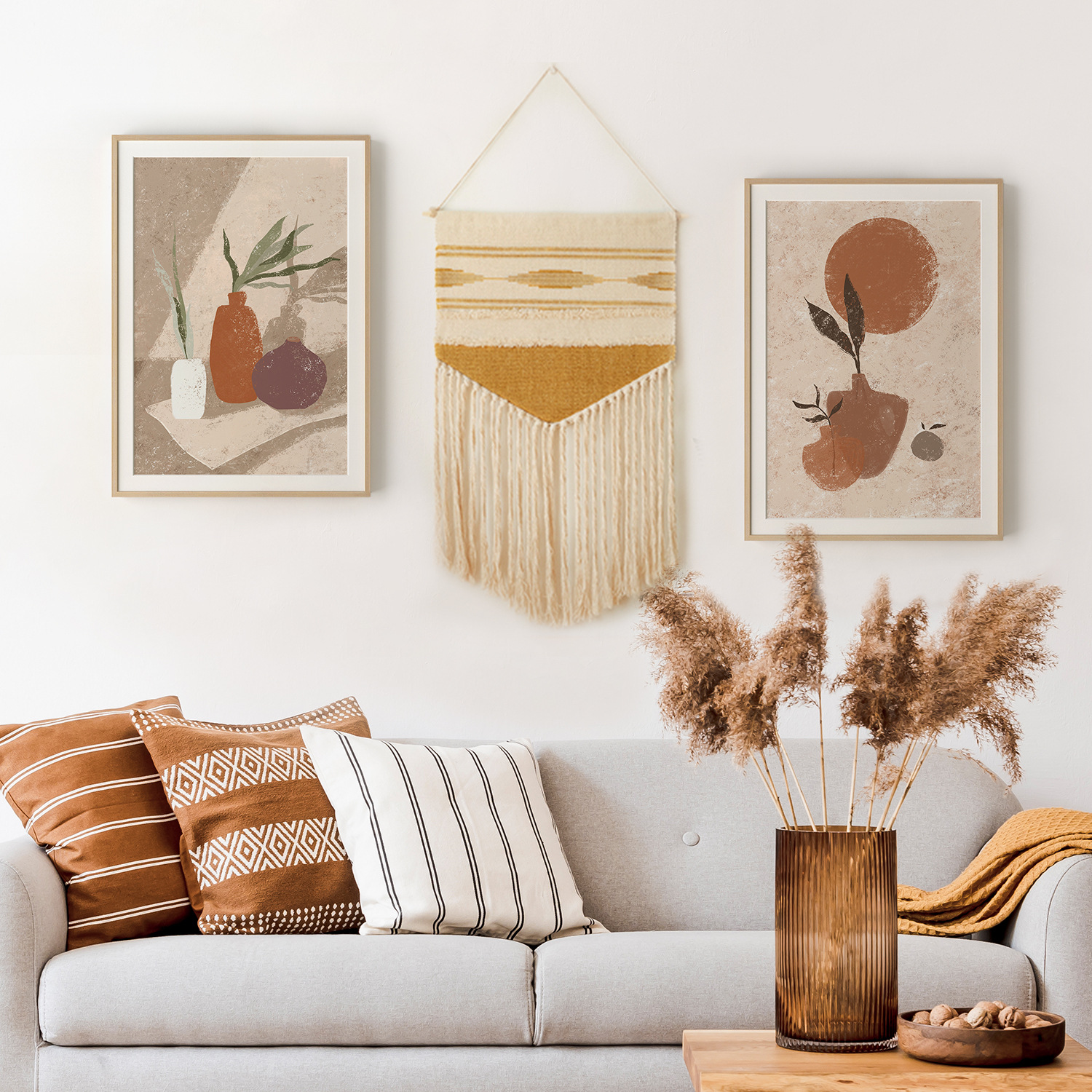 几米家 北欧客厅卧室装饰画文艺民宿装饰床头沙发壁画编织挂画