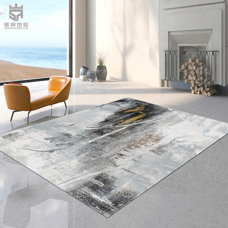 Cross-Border Crystal Velvet Living Room Rug Modern Ins Style Nordic Printed Carpet Living Room Coffee Table Carpet