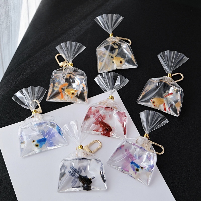 手作滴胶仿真水袋小鱼钥匙扣挂饰书包挂件可爱趣味装饰品送礼闺蜜