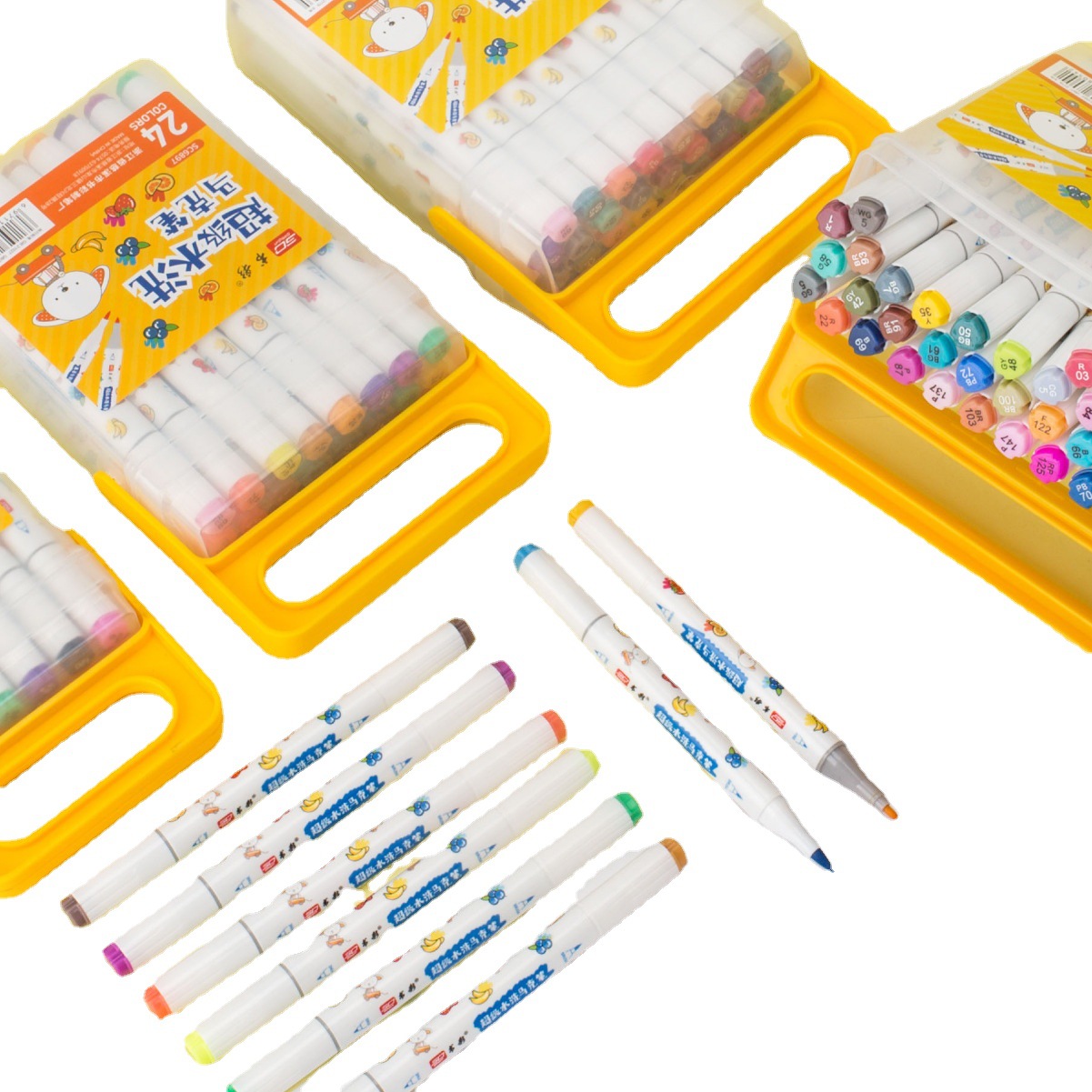 Factory Direct Supply Easy to Erase and Clean Factory Direct Supply Children's 24-Color Suit Watercolor Graffiti Pen Double-Headed Mark