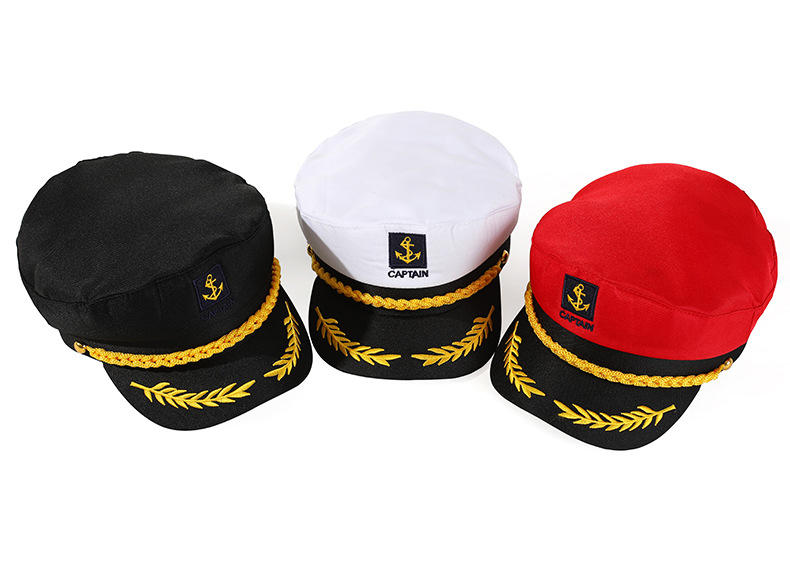 欧美海军帽白色外贸帽子夏季复古平顶军帽船长海军水手帽现货批发