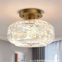 LED半嵌入式天花板灯复古厨房灯具玻璃现代照明走廊卧室门廊 吊灯