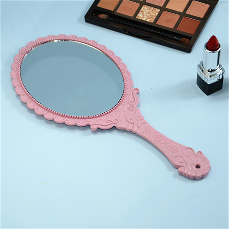 Yiwu Foreign Trade Beauty Hand-Held Makeup Mirror Retro Portable Portable Mirror with a Floral Border Hand-Held Hand-Held Mirror