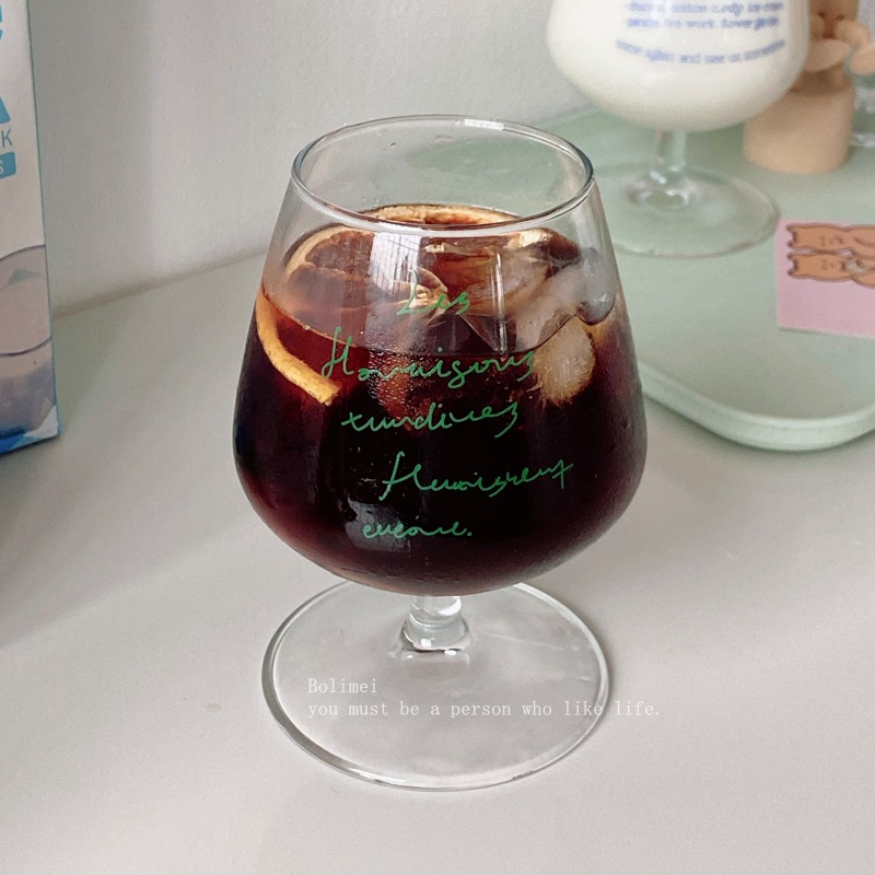 Thermal Transfer Printing Korean Ins Style Red Wine Glass Big Belly Wine Glass Juice Cup Household Wine Glass