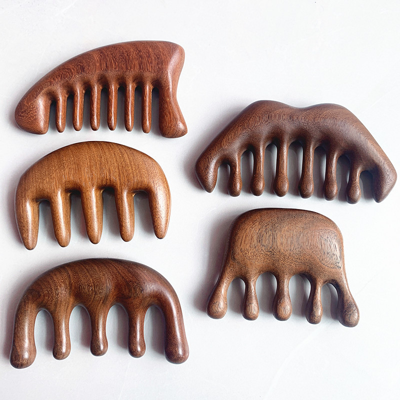 抖音直播货源金丝檀木按摩梳子紫檀木按摩梳颈椎梳子黑金檀绿檀梳