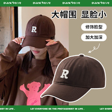 新款韩版R标大头围棒球帽子休闲显瘦显脸小百搭运动潮流鸭舌帽子