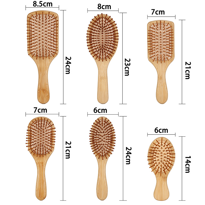 Cross-Border Amazon Solid Color Bamboo Hair Comb Multiple round Wooden Comb Square Tangle Teezer Anti-Static Hairdressing Comb