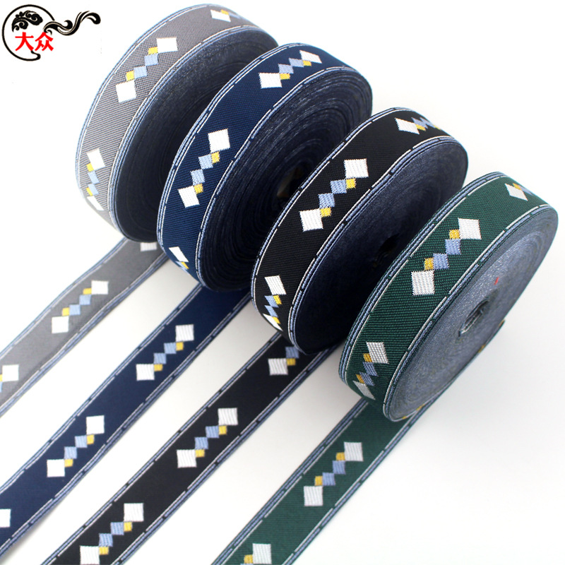 Ethnic Jacquard Ribbon 3cm Rhombus Bag Strap Clothing Shoes and Hats Home Textile Decorative Ribbon Clothing Accessories