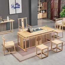 新中式茶台禅意实木茶桌椅组合 新款白蜡木功夫茶几 客厅家具整装
