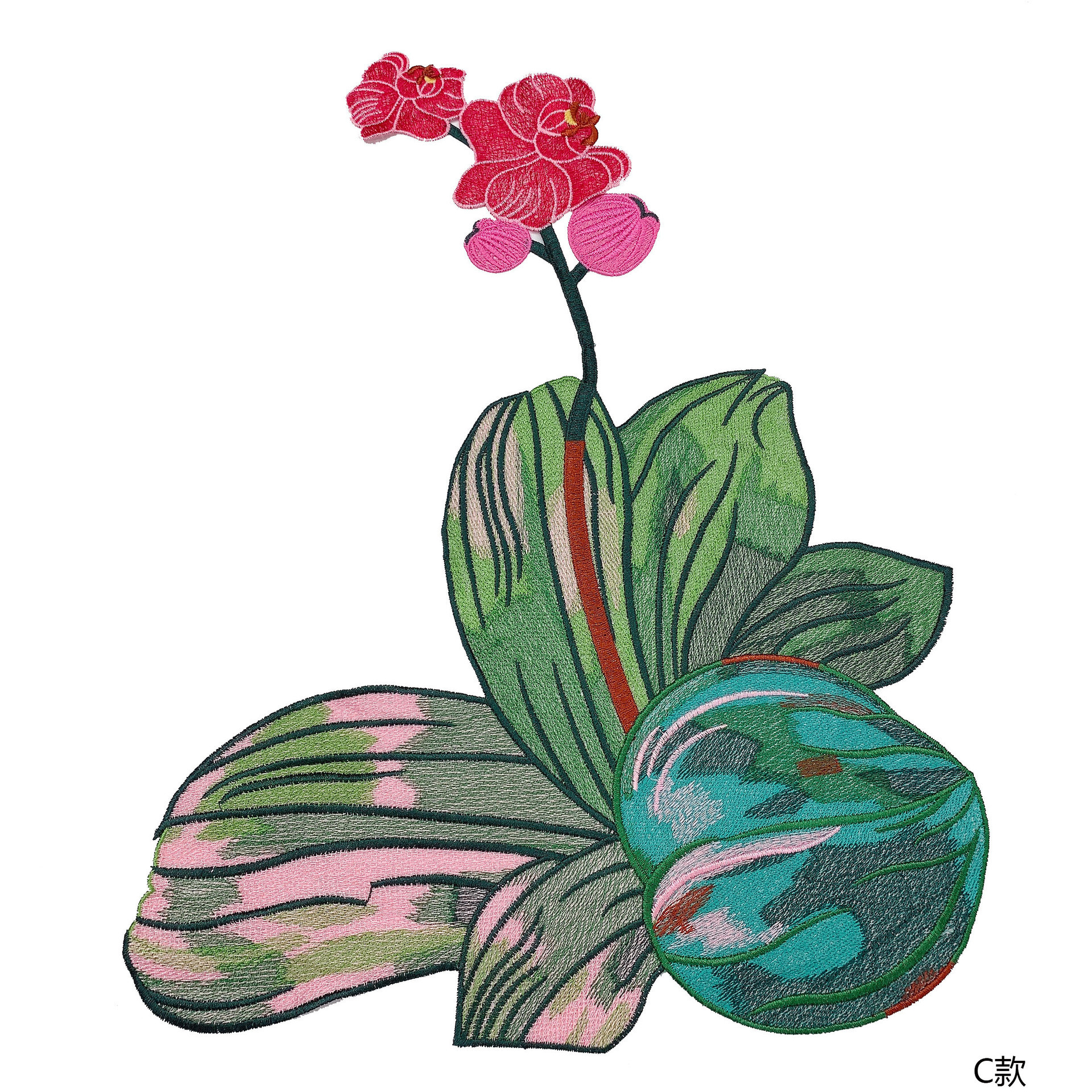 蝴蝶兰刺绣花朵花图案旗袍贴布绣大贴花衣服补丁贴装饰辅料贴布