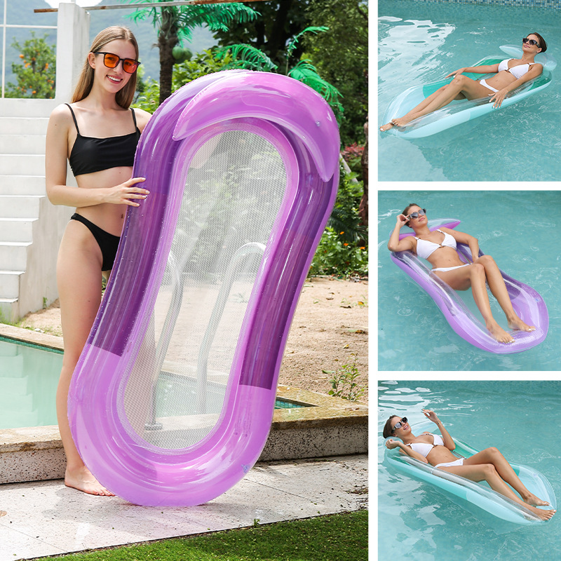 popular inflatable backrest floating bed floating deck chair pvc foldable recliner outdoor adult floating deck chair spot