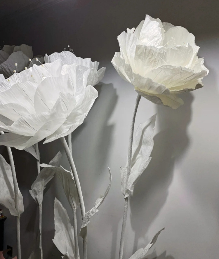 纸艺大型婚庆婚礼纸花橱窗装饰舞台布置拍摄背景成品立体手工纱花