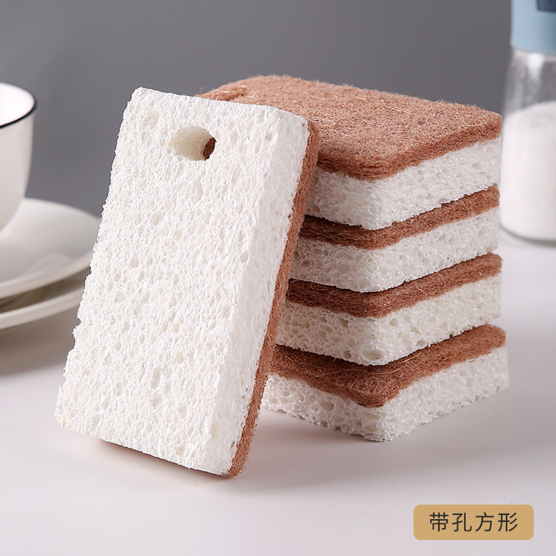 Sisal Cellulose Sponge Scouring Pad Household Kitchen Absorbent Sponge Washing Pot Dish Towel Double-Sided Spong Mop Cross Mirror