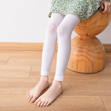 儿童舞蹈袜子九分袜女童白色打底袜不带跟连裤宝宝丝袜练功打底裤