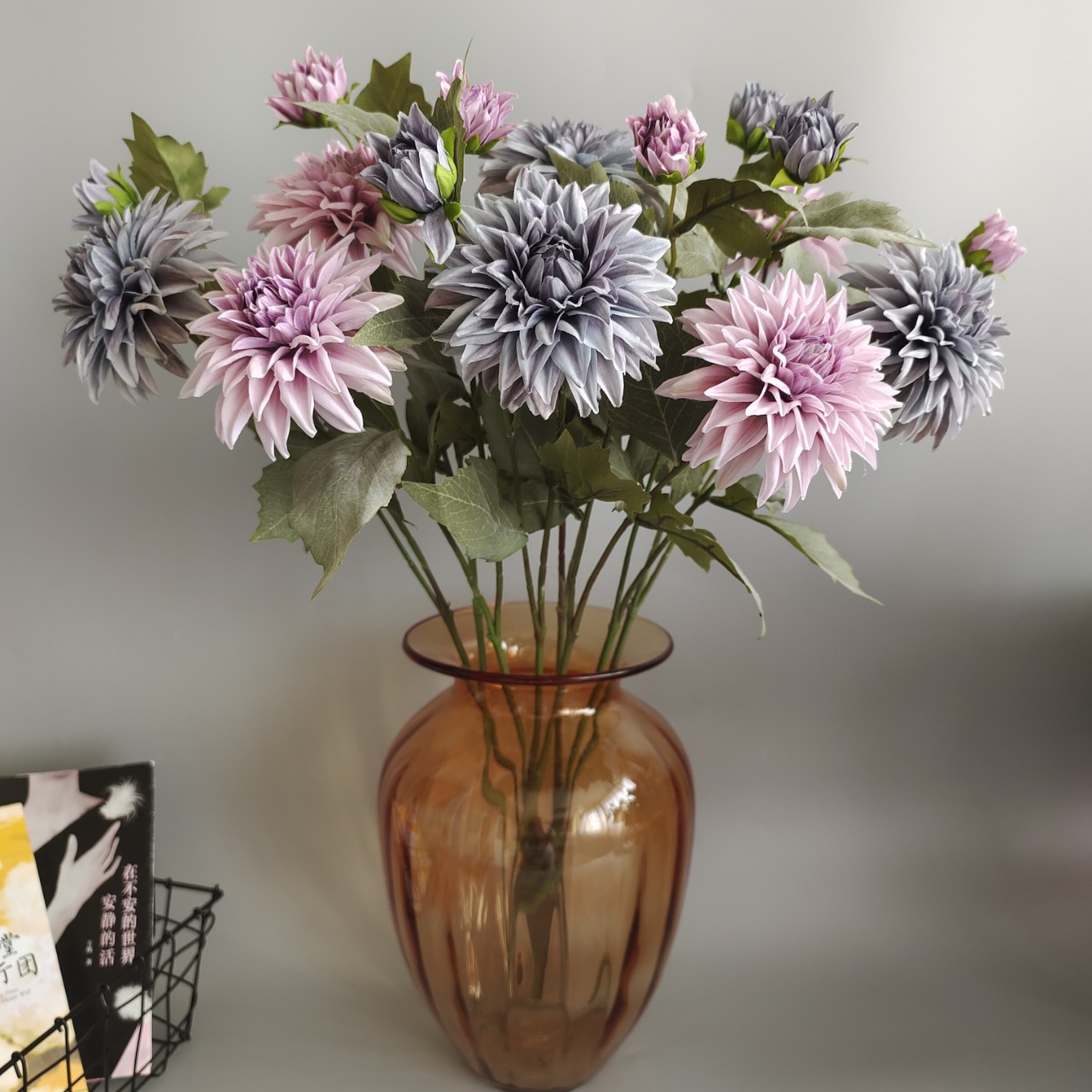 两头3d打印大丽花仿真芍药洋牡丹家居装饰假花法式复古婚庆软装