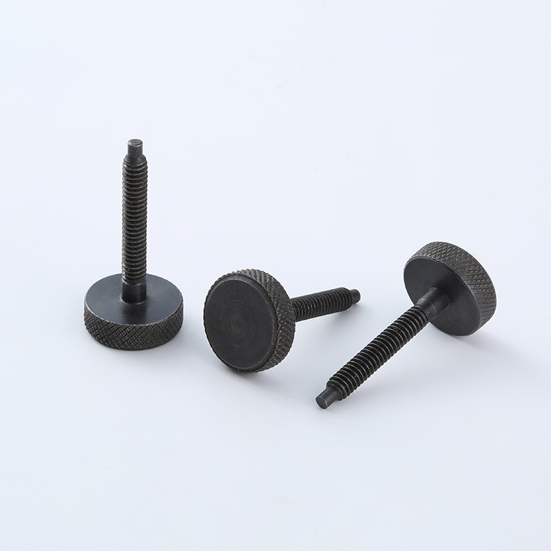 Factory Wholesale Knurled Screws Black Carbon Steel Manually Tightened Screw Hand Twist Knurled Bolt Flat Head Manually Tightened Screw