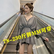 雪纺衬衫女春秋韩版大码长袖上衣胖200斤韩版藏肉遮肚心机衬衣