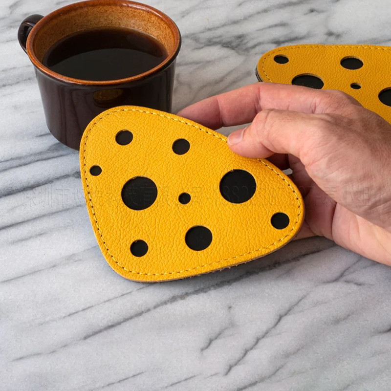 创意不规则奶酪咖啡杯垫 椭圆形隔热杯垫餐桌垫 可爱茶杯垫碗垫