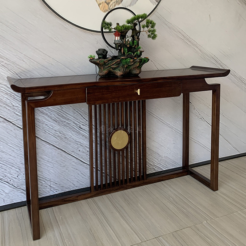批发新中式玄关桌实木端景台禅意条案供桌门厅入户玄关台靠墙