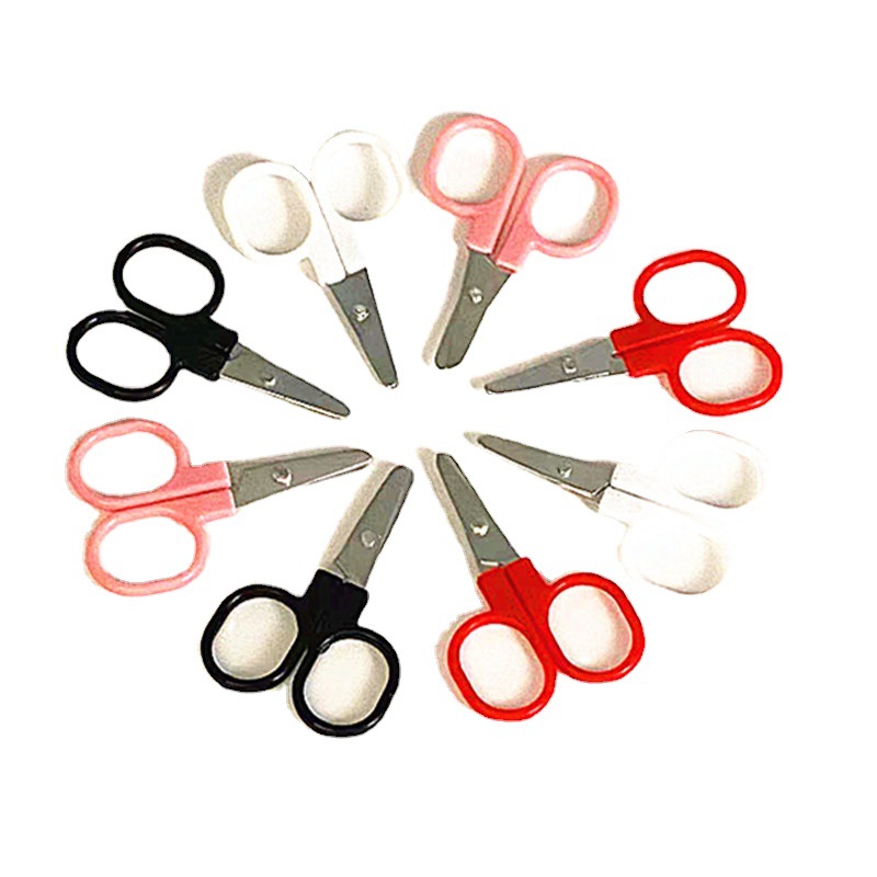 Plastic Handle Children's Mini Small Scissors Sewing Kit Accessories Loose Thread Cutting Paper Cut by Hand Stainless Steel Scissors Wholesale