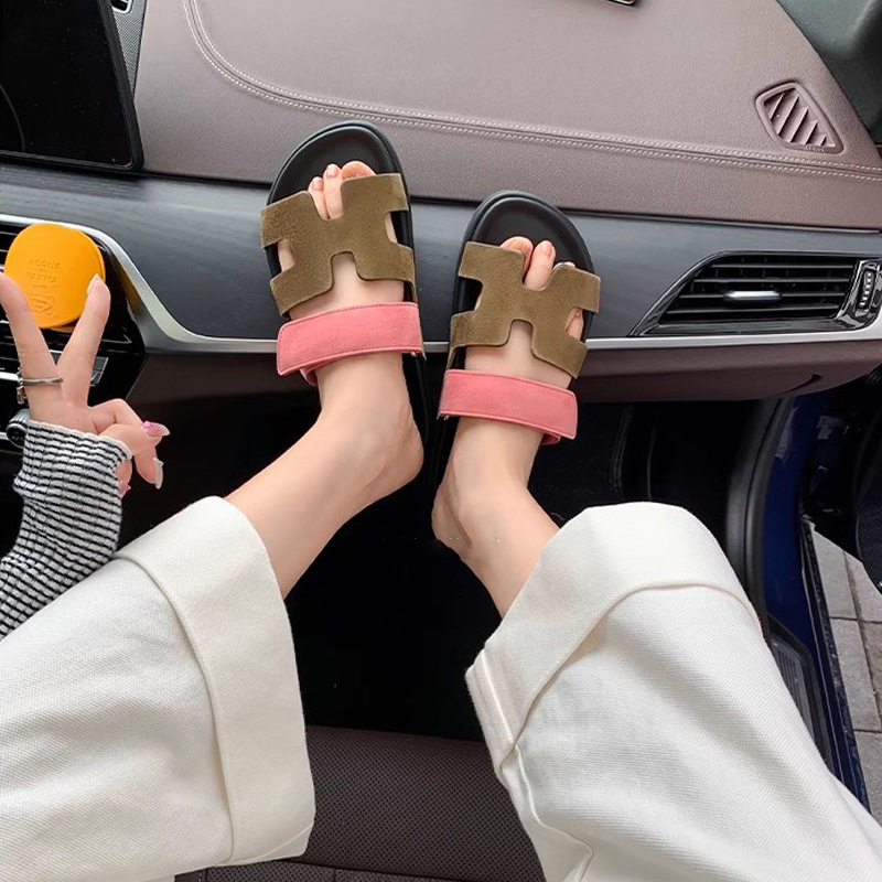 su cojin same style second uncle slippers ~ summer new velcro casual platform h slippers women‘s sandals for outer wear summer