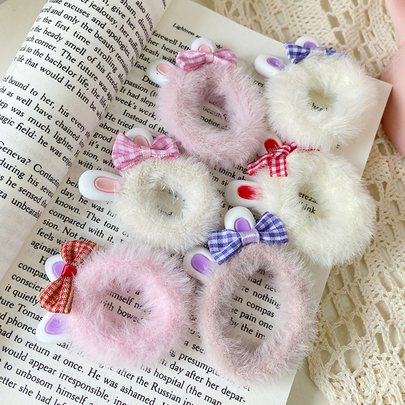 可爱耳朵毛毛绒发圈网红秋冬扎马尾皮套女头绳2022年新款森系发绳