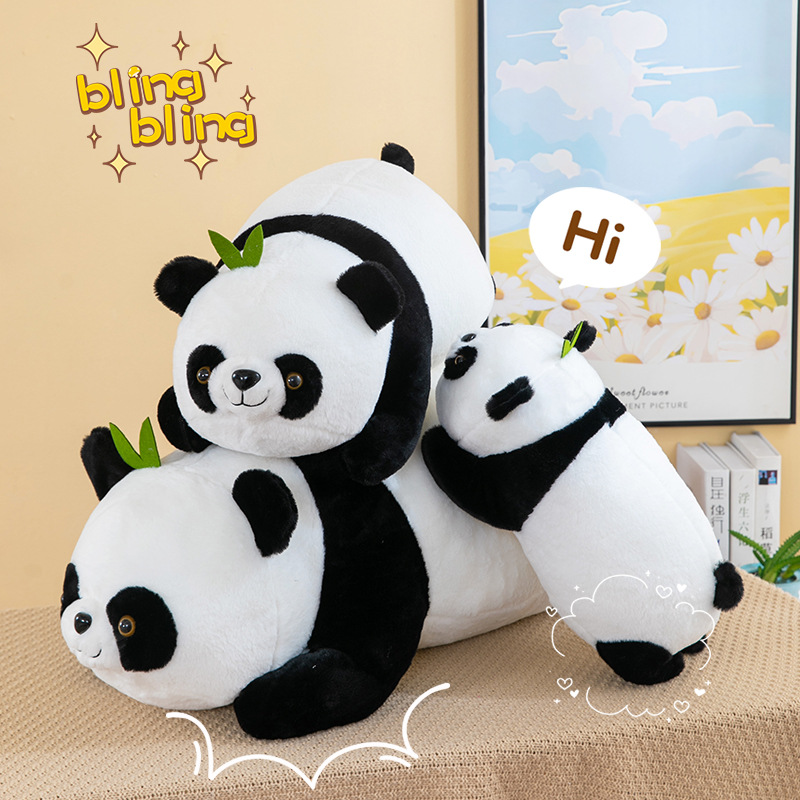 新款大熊猫趴款抱枕毛绒玩具布娃娃生日礼物可爱公仔睡觉跨境外贸