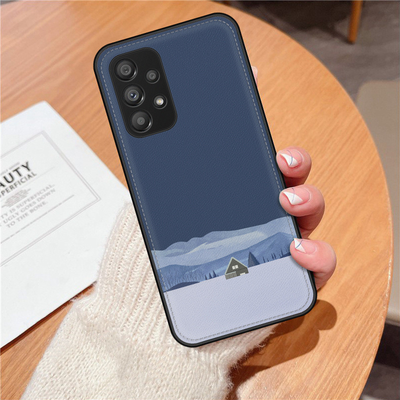 适用三星galaxy a53 5g手机壳个性冷淡风sm-a5360皮纹壳高档全包