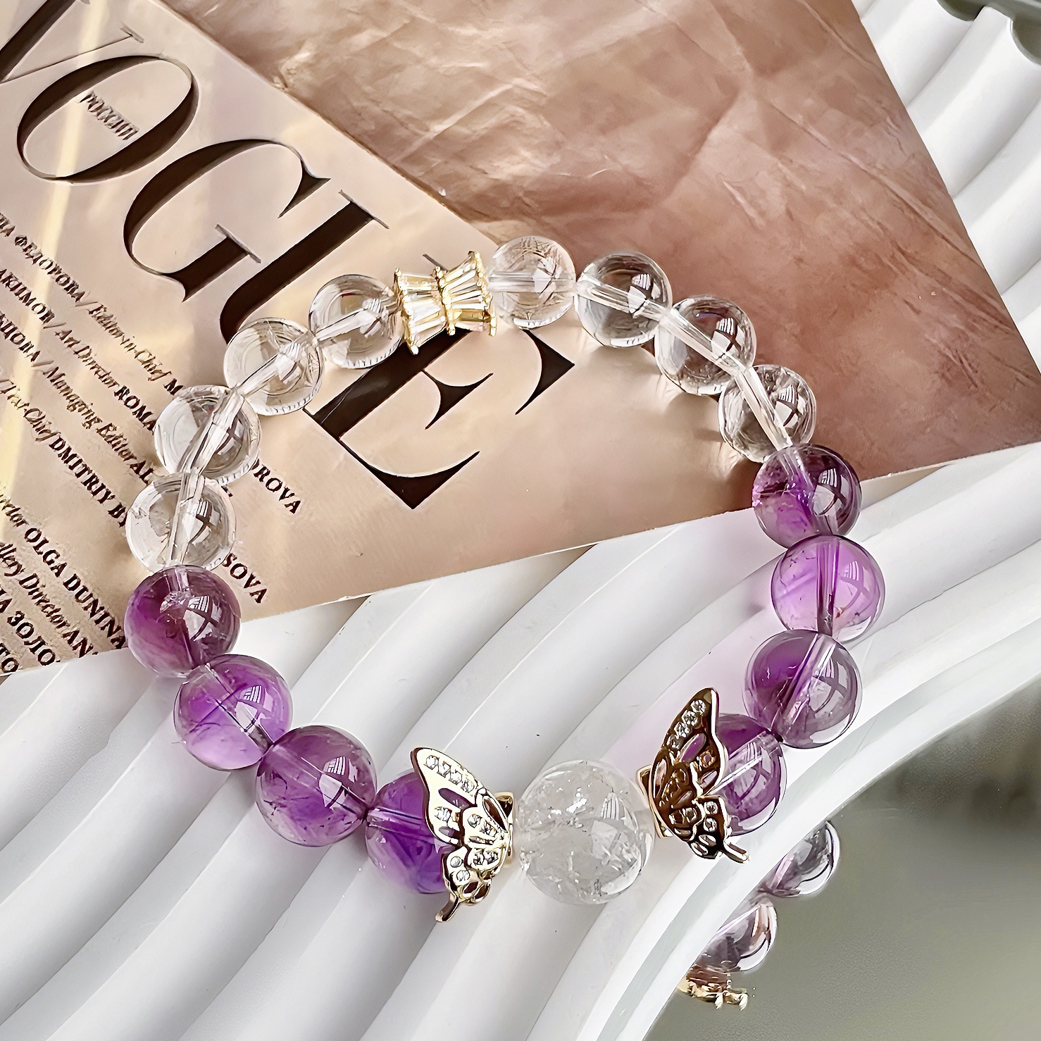 dikai 白水晶手链diy手工圆珠批发天然水晶手串饰品新款手链-阿里巴巴