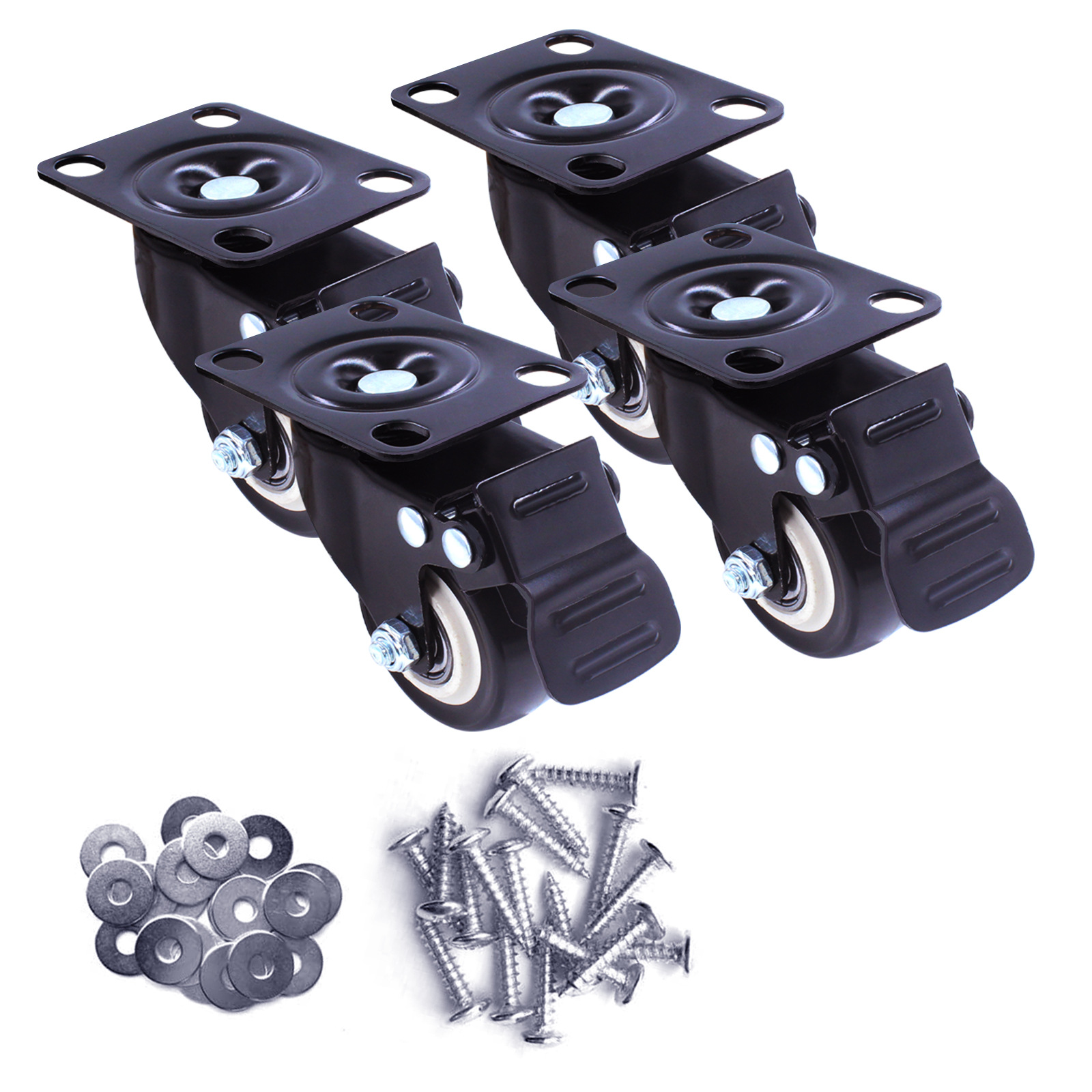 2 英寸带安全制动器的万向脚轮无噪音锁定脚轮带聚氨酯 (pu) 车轮