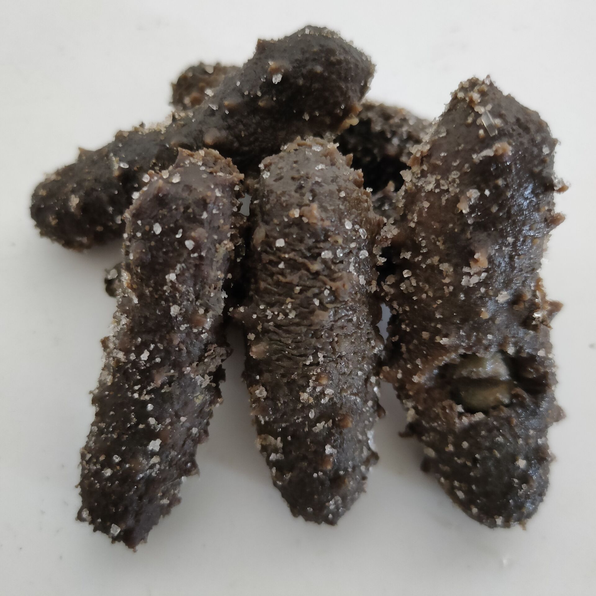 大连大火候半干微残海参盐渍底播海参鲜活一手批发价