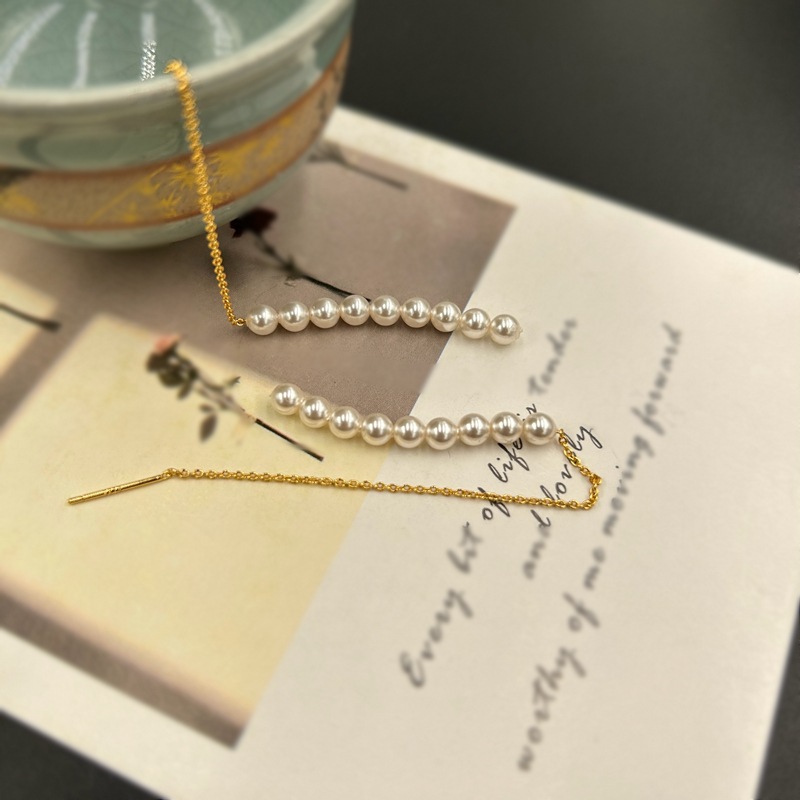 2024年春夏季新款小众设计法式甜美简约小珍珠日常简约百搭长耳线
