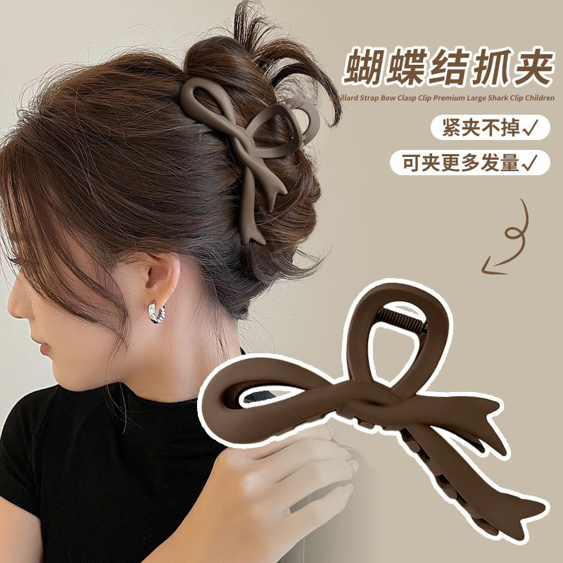 simple black barrettes female back head grip shark clip hairpin high sense hair claw large headdress new lightning