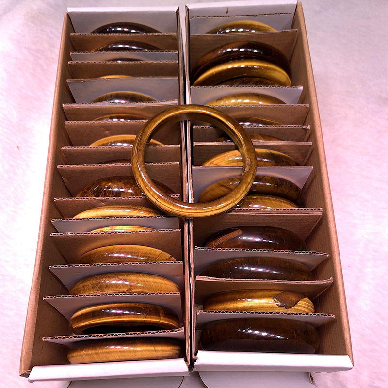 黄虎眼石手镯民族风饰品虎睛石手镯抖音直播货源黄虎眼圆条形手镯