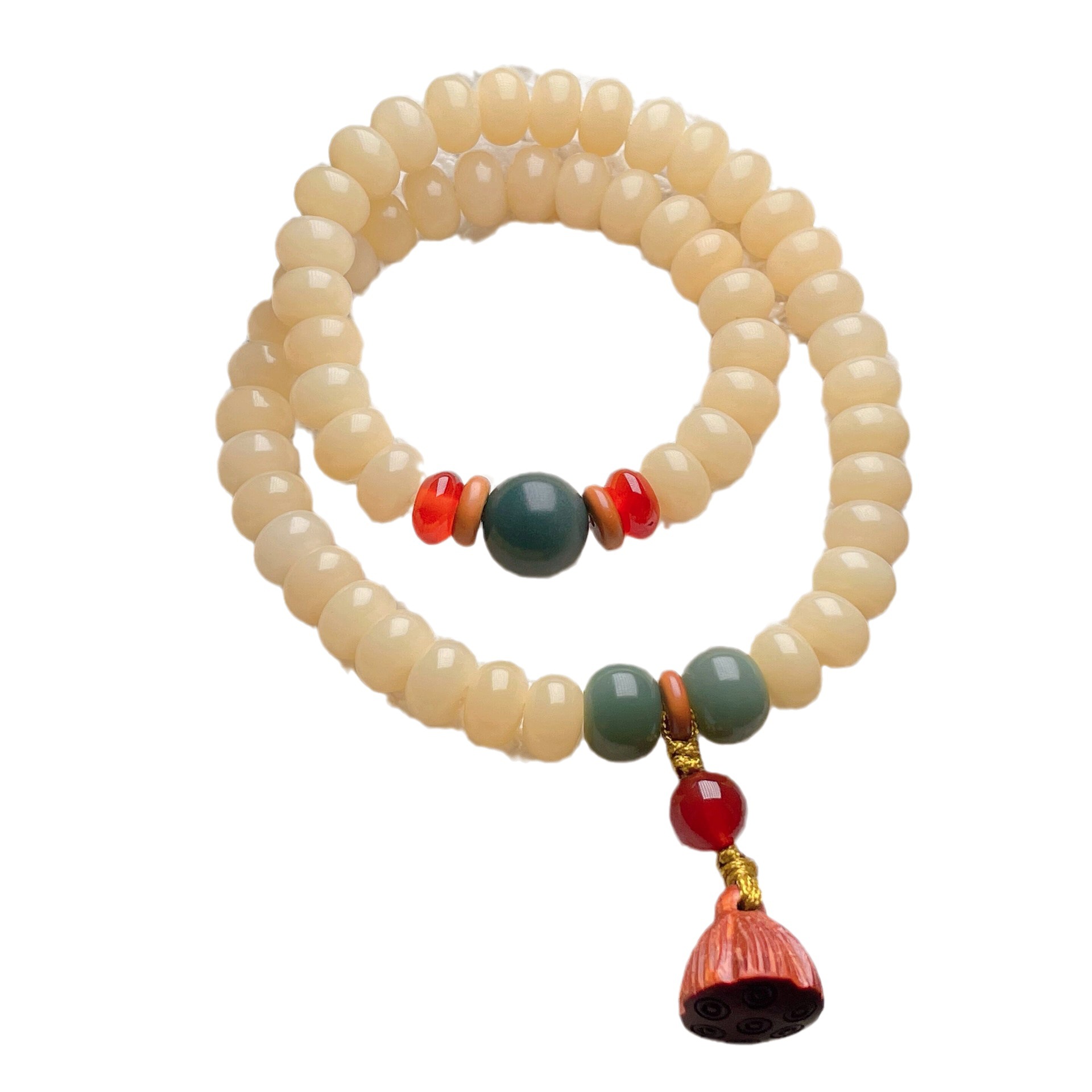 Cream Topaz Bodhi Bracelet Bracelets for Men and Women Buddha Beads Crafts Bodhi Abacus Beads Double Circle Crafts Lotus Seedpod