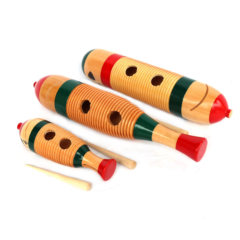 奥尔夫乐器木质鱼蛙音乐鸣蛙筒刮胡木鱼小学教学乐器蛙鸣筒