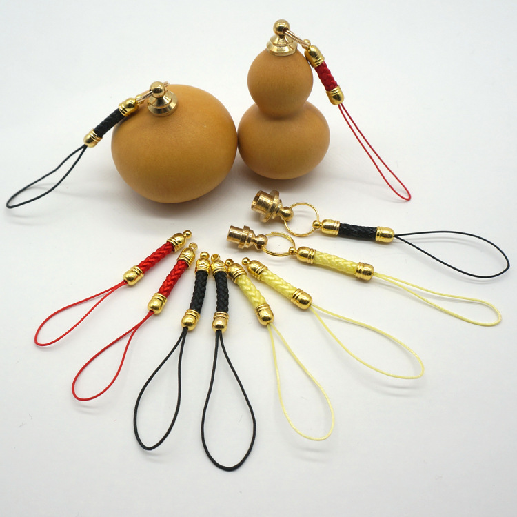 文玩葫芦挂绳纯铜葫芦头配饰酒塞手把件手捻小小绳铜口配件