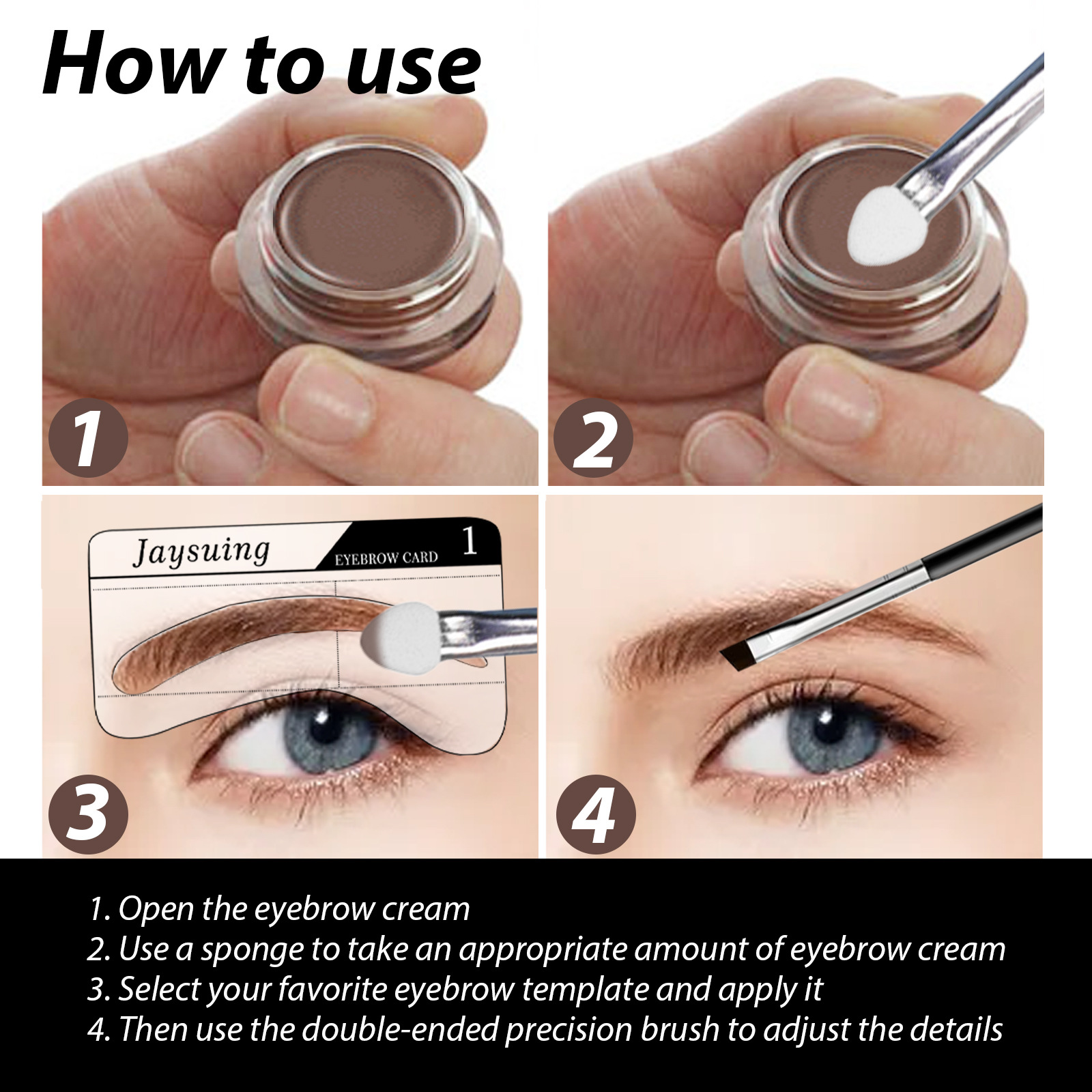 Jaysuing Brow Cream Set with Eyebrow Brush Self-Coloring Waterproof and Durable Smear-Proof Makeup Not Easy to Smudge Brow Cream