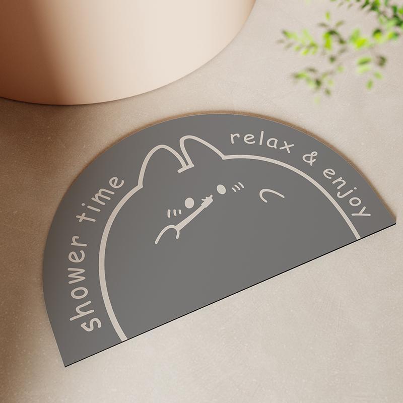 Semicircle Cartoon Rabbit Absorbent Carpet Bathroom Entrance Non-Slip Quick-Drying Floor Mat Entrance Foot Mat Wear-Resistant Door Mat