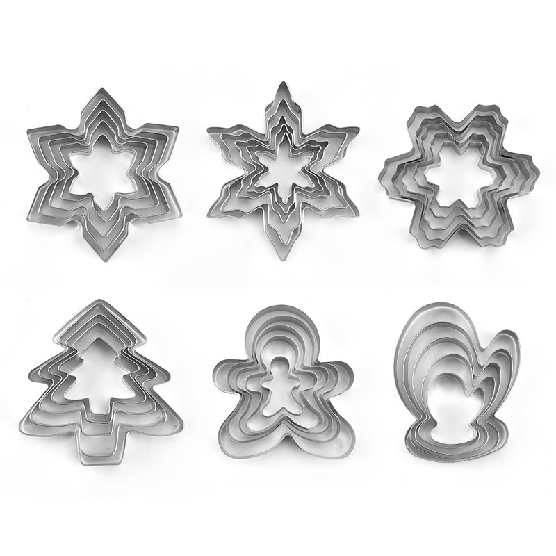 Christmas Biscuit Mold Gingerbread Man Christmas Tree Snowflake Gloves Cookie Baking Diy Love Plum Five-Pointed Star