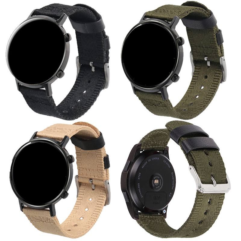 快拆尼龙表带 登山尼龙帆布手表带适配精工汉密尔顿男表20 2224mm