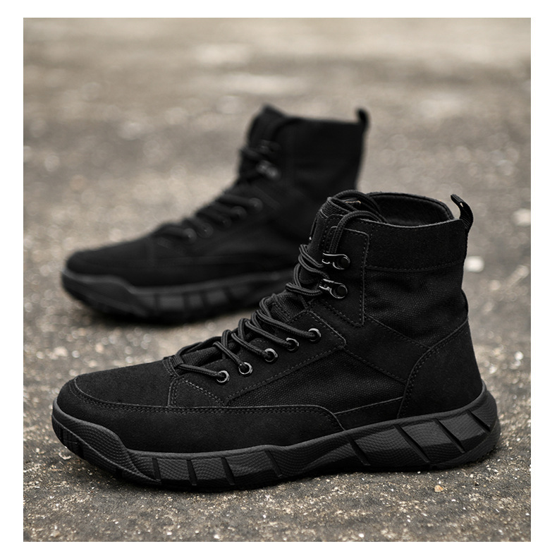 马丁靴男秋季帆布高帮户外战狼工装鞋作战靴特种兵男鞋沙漠靴子