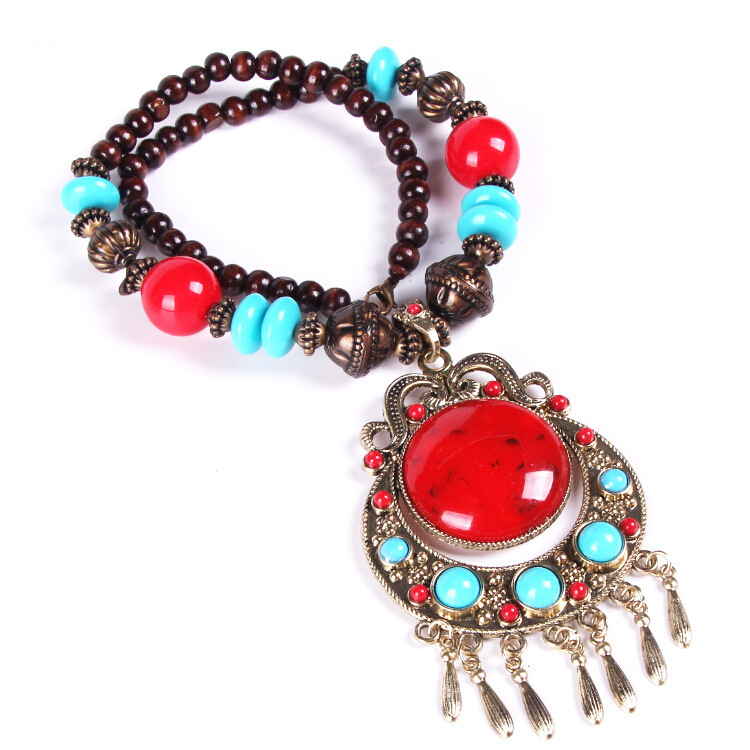 European and American New Bohemian Woven Bead Necklace Women's Long Necklace Tibetan Clothes Accessories Sweater Chain Wholesale