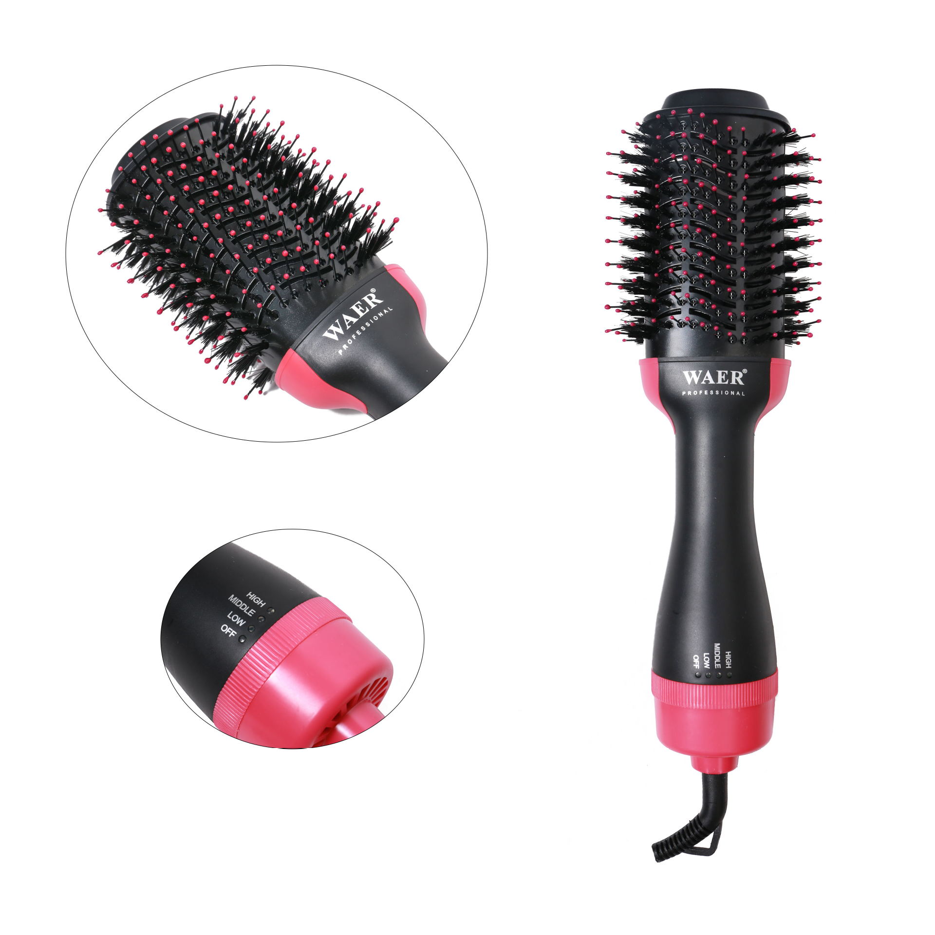 New Popular Amazon Cross-Border Waer multi-Functional Hot Air Comb Negative Ion Straight Roll Blowing Dual-Use Blowing Comb Straight Hair Roll