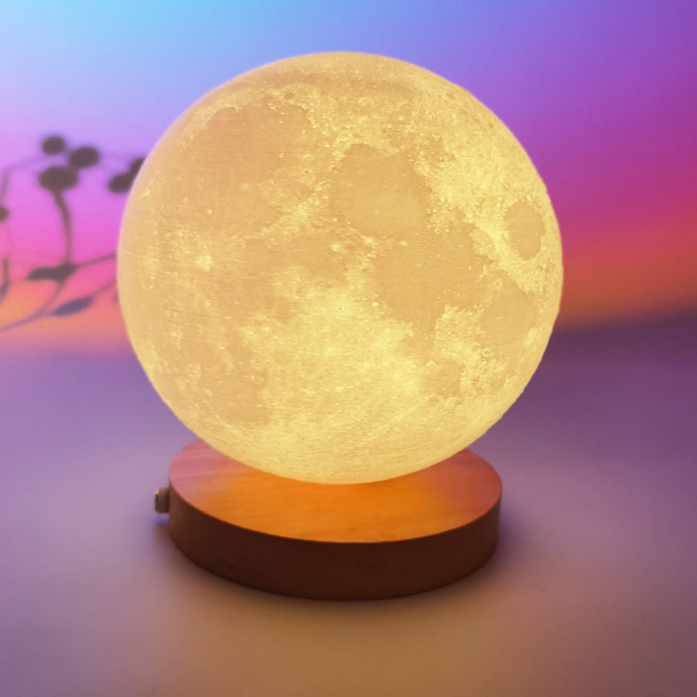 旋转月球灯月亮灯创意小夜灯卧室睡眠星球星空灯床头氛围悬浮台灯