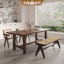 木杨人现代简约纯实木餐桌椅组合小户型客厅饭桌家用吃饭桌子定制