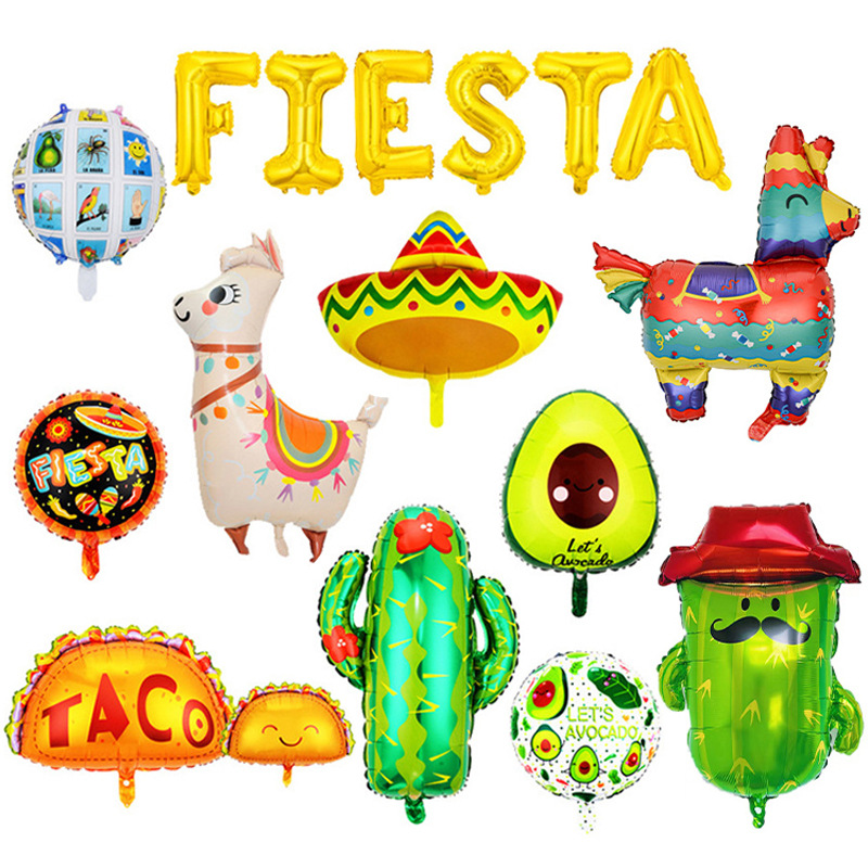 Mexican Carnival Fiesta Balloon Avocado Shape Party Atmosphere Decoration Aluminum Film Balloon