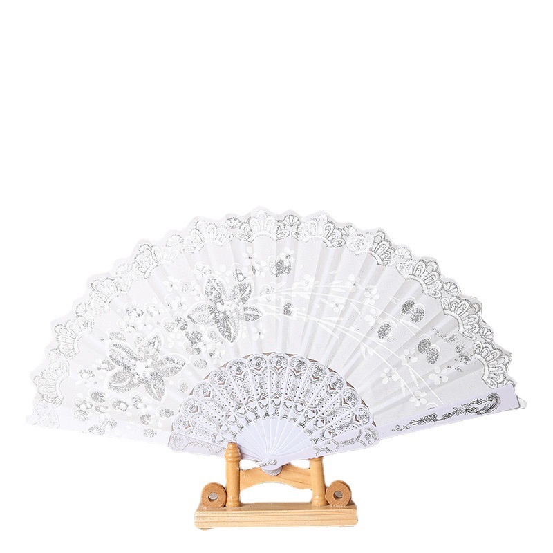 New Silver Chinese Style Fan White Hot Silver Spring Chant Fan Dance Wedding Fan Chinese Clothing Cheongsam Accessories Fan